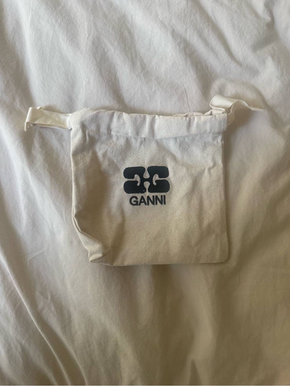Ganni Cream Canvas Belt Bag with Black Logo